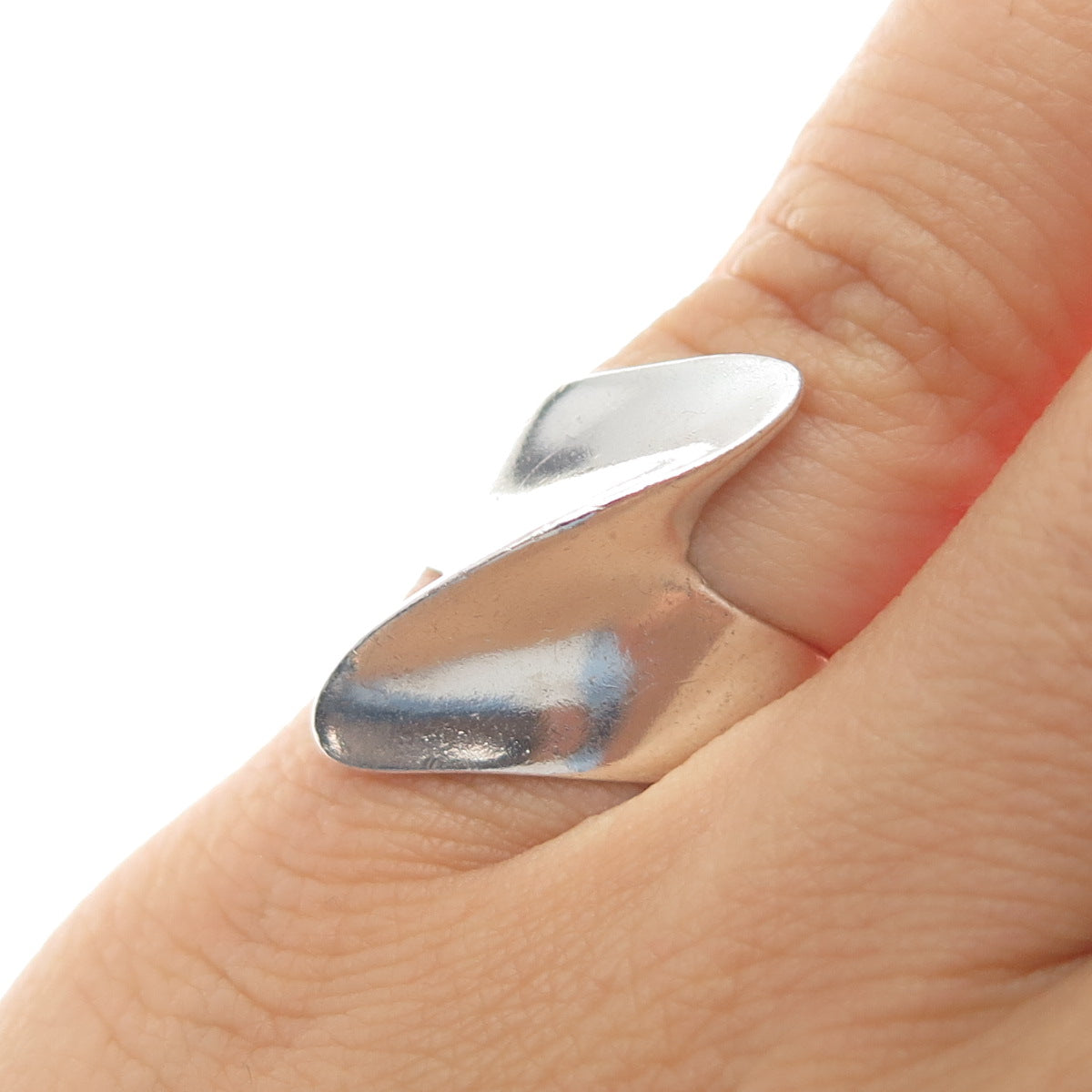 925 Sterling Silver Vintage Modernist Wavy Ring Size 5.5