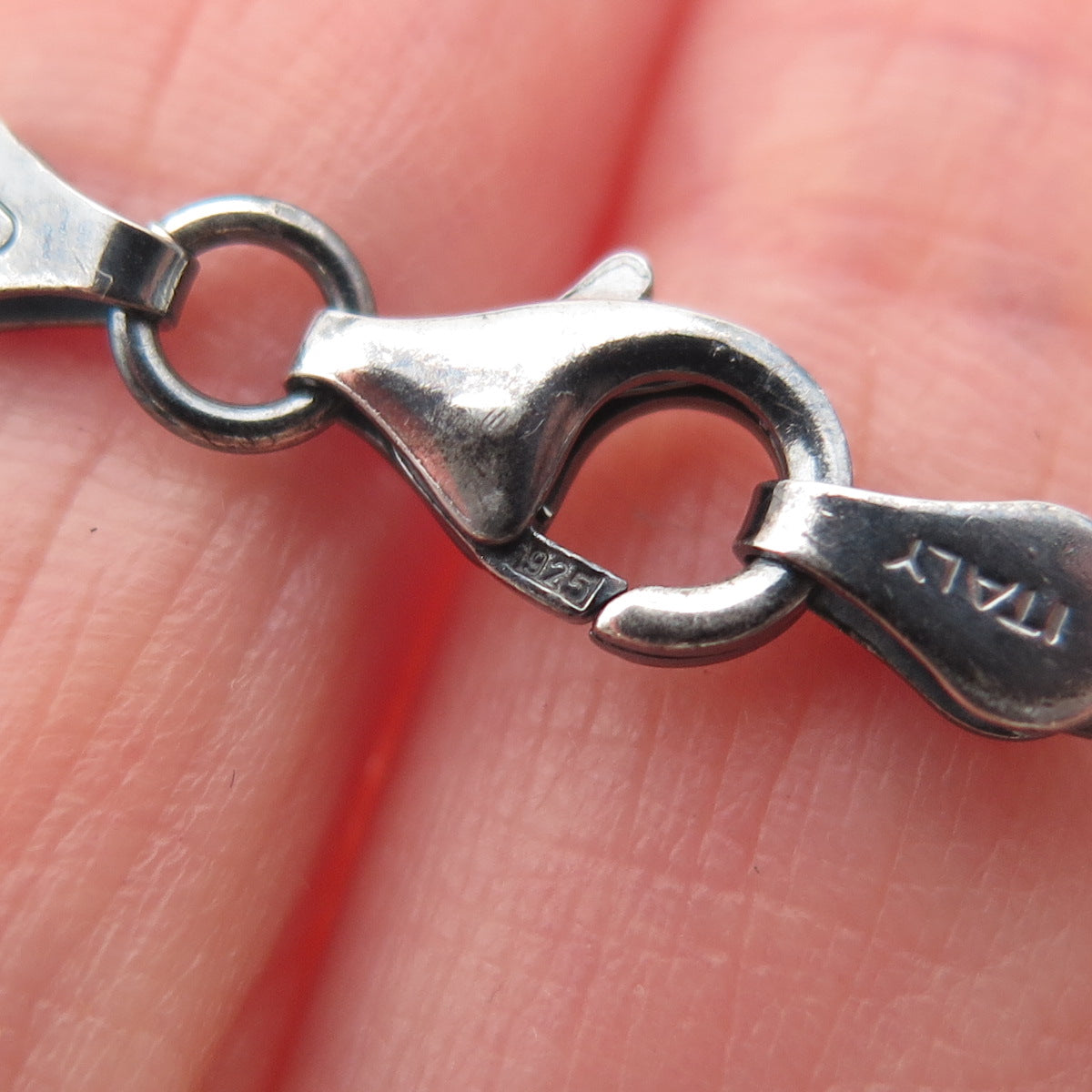 925 Sterling Silver Vintage Italy Lock & Key Oxidized Chain Necklace 16"