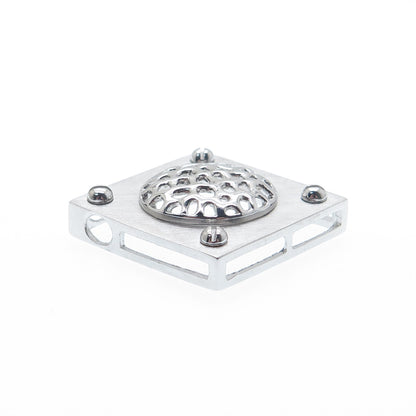925 Sterling Silver Modernist Dome Square Slide Pendant