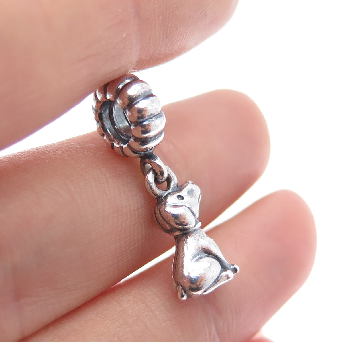 PANDORA 925 Sterling Silver Oxidized Dangle Dog Slide Charm