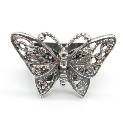 925 Sterling Silver Vintage Butterfly Oxidized Ring Size 6.5