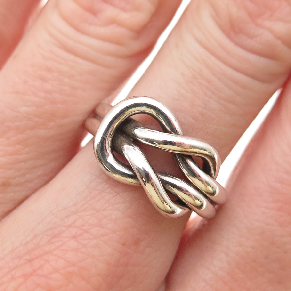 925 Sterling Silver Vintage Mexico Mariner Love Knot Oxidized Ring Size 6.5