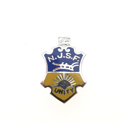 925 Sterling Vintage Enamel 25 Anniversary NJ State Firemen's Association Brooch