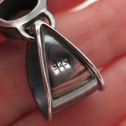 925 Sterling Silver Vintage Real Turquoise Pearl Tourmaline & Peridot Pendant