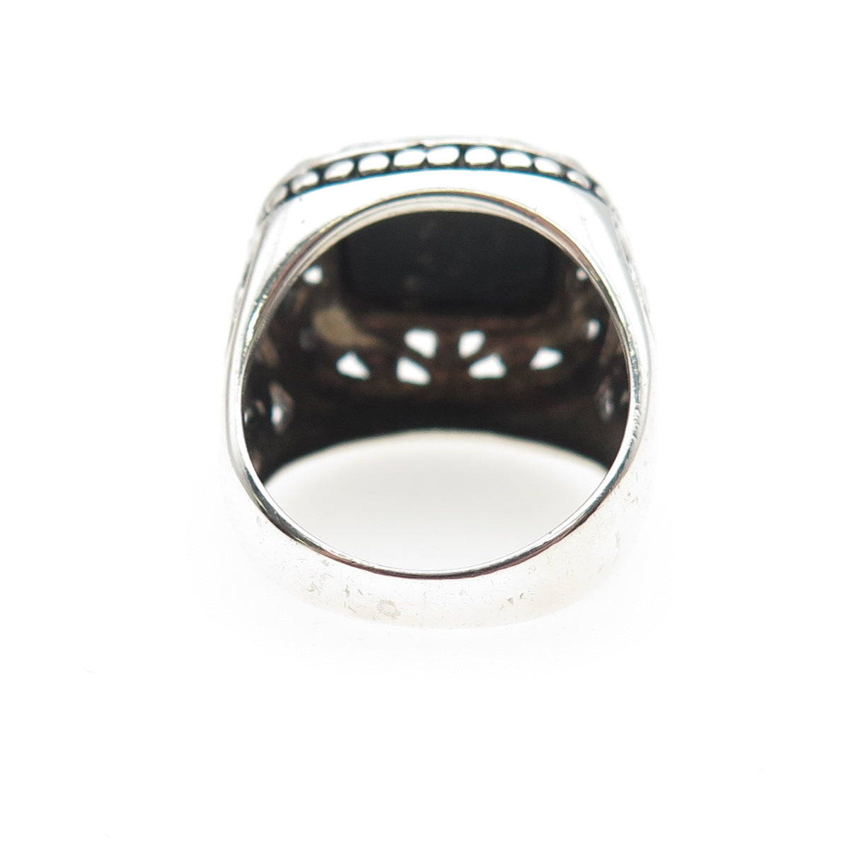 CHAPAL ZENRAY 925 Sterling Silver Vintage Real Black Onyx Oxidized Ring Size 6