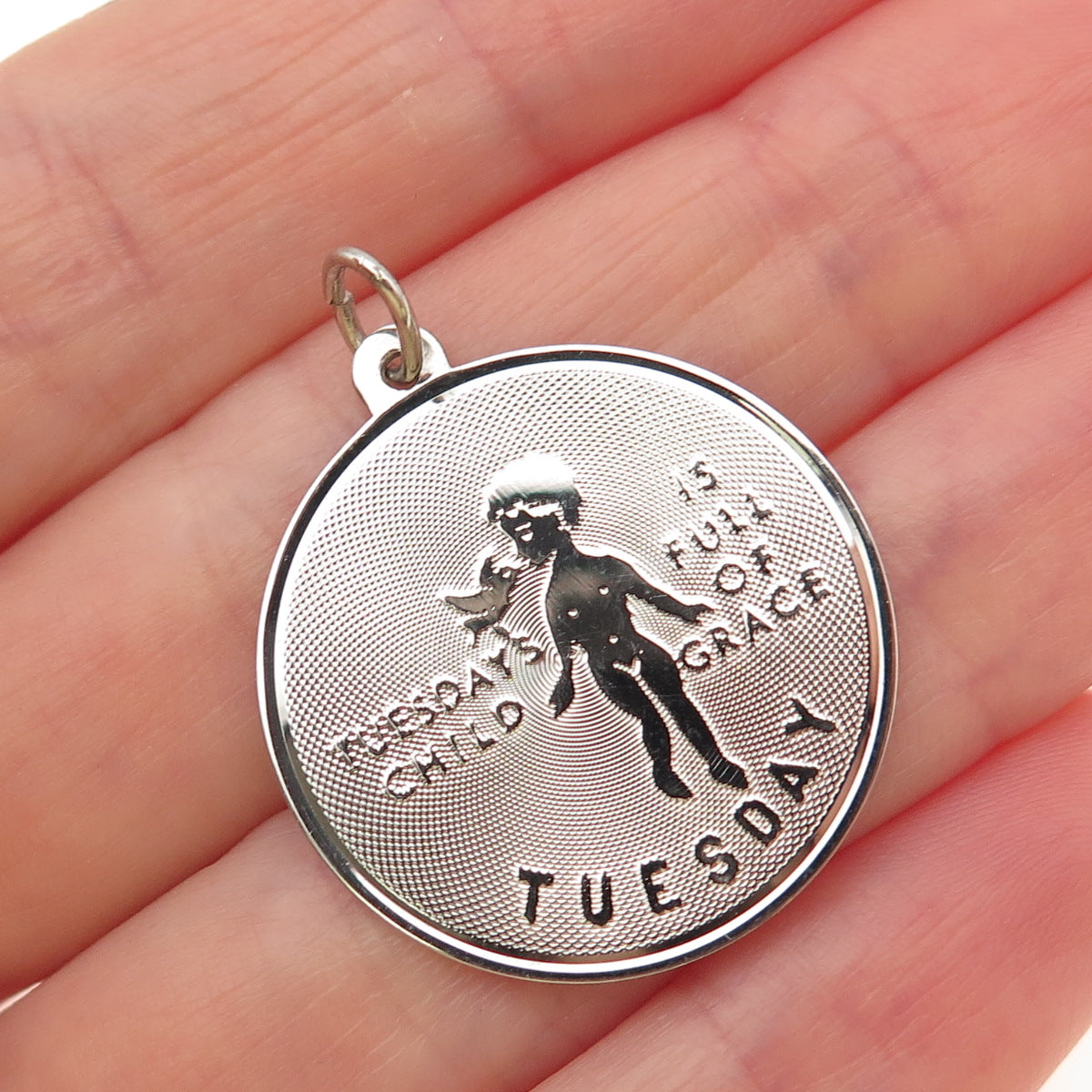 JAY POSON 925 Sterling Silver Vintage Tuesday's Child Charm Pendant