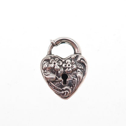 Walter Lampl 925 Sterling Silver Antique Art Deco Heart Lock Charm Pendant