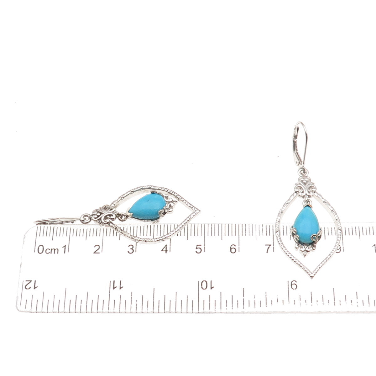 Chuck Clemency Sterling Silver Real Sleeping Beauty Turquoise Dangle Earrings