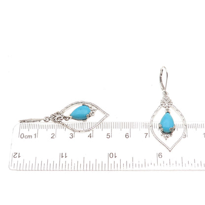 Chuck Clemency Sterling Silver Real Sleeping Beauty Turquoise Dangle Earrings