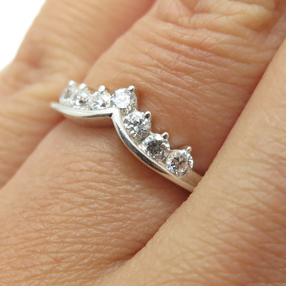 925 Sterling Silver Round-Cut C Z Tiara Ring Size 5.75
