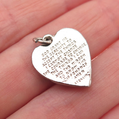 925 Sterling Silver Antique Art Deco Alpha Omega Prayer Hands Heart Mini Pendant