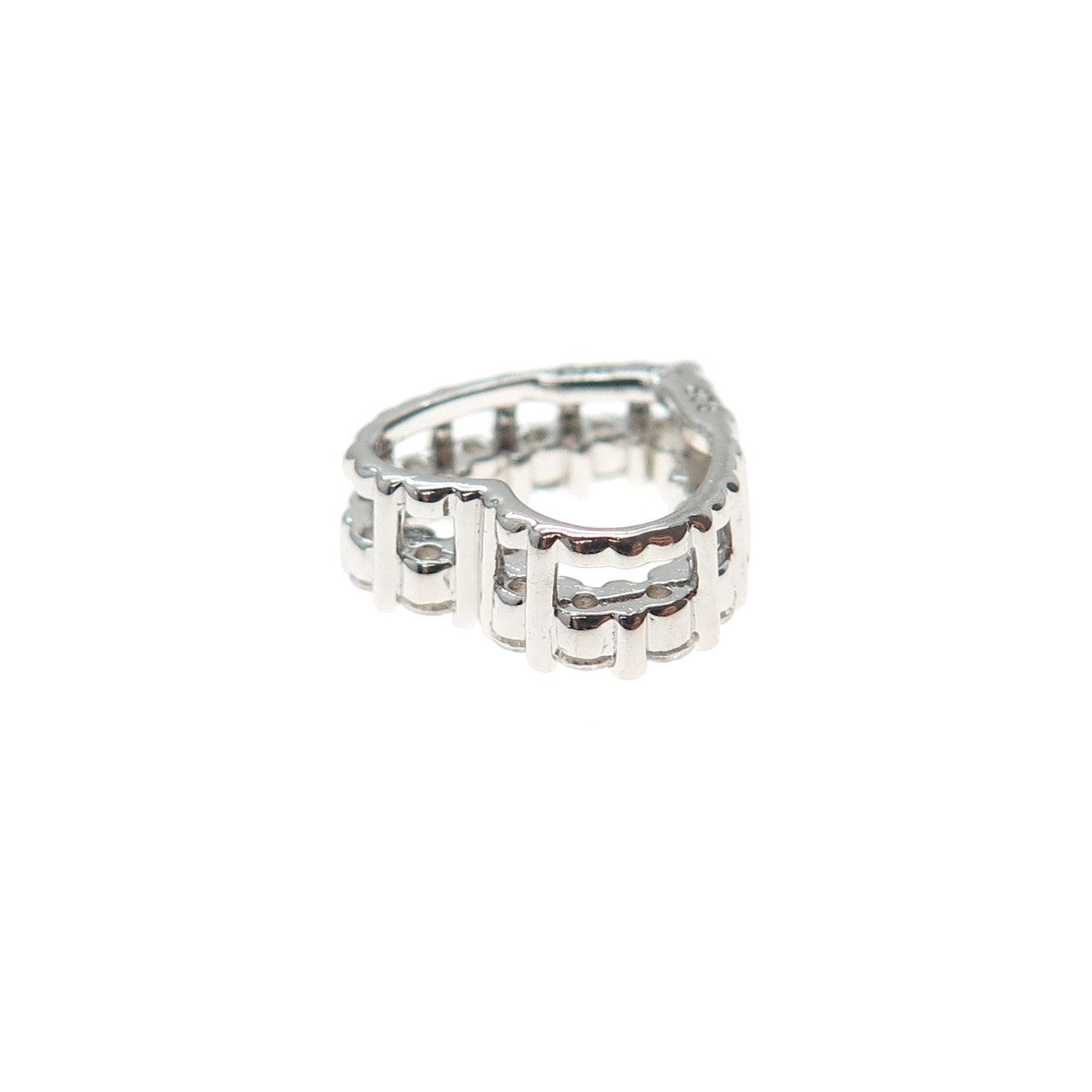 SAI 925 Sterling Silver Round-Cut C Z Heart Mini Slide Charm Pendant