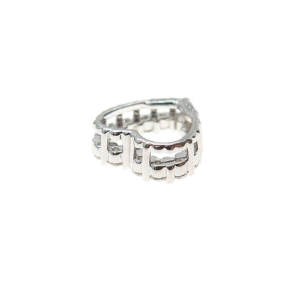 SAI 925 Sterling Silver Round-Cut C Z Heart Mini Slide Charm Pendant