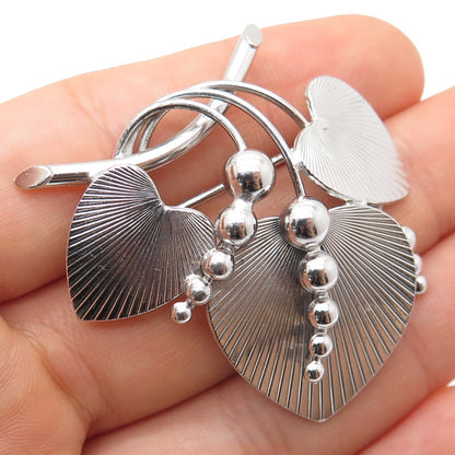 CARL ART 925 Sterling Silver Antique Art Deco Floral Heart Pin Brooch