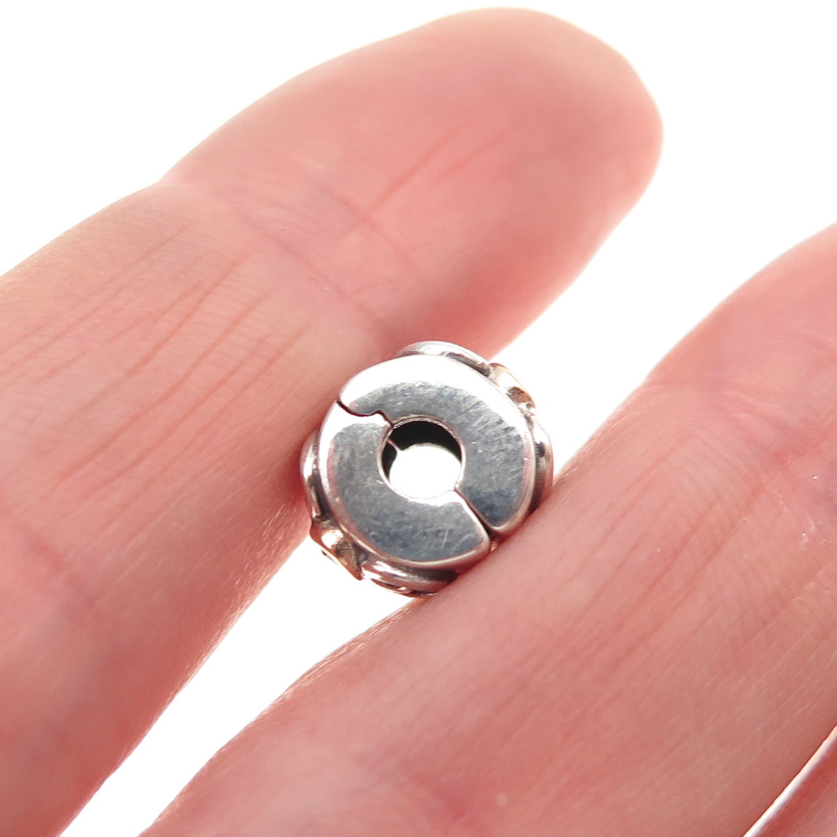 PANDORA 925 Sterling Silver Gold Real Diamond Double Heart Clip Bead Charm