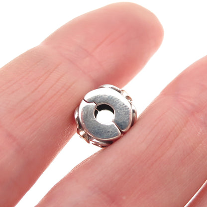 PANDORA 925 Sterling Silver Gold Real Diamond Double Heart Clip Bead Charm