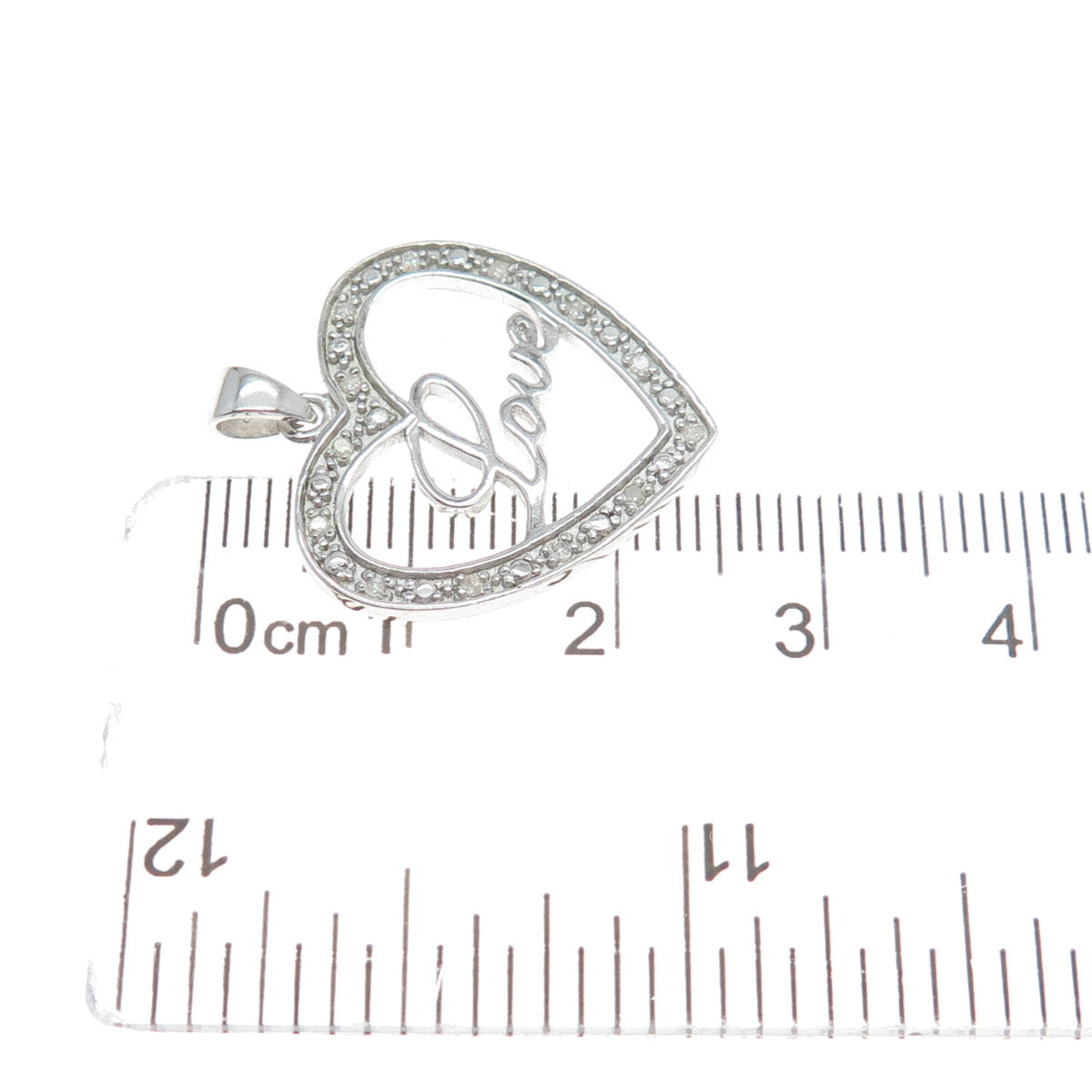 HAN 925 Sterling Silver Real Round-Cut Diamond Love Heart Minimalist Pendant