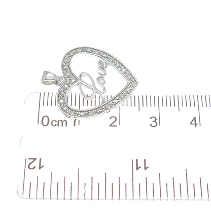 HAN 925 Sterling Silver Real Round-Cut Diamond Love Heart Minimalist Pendant
