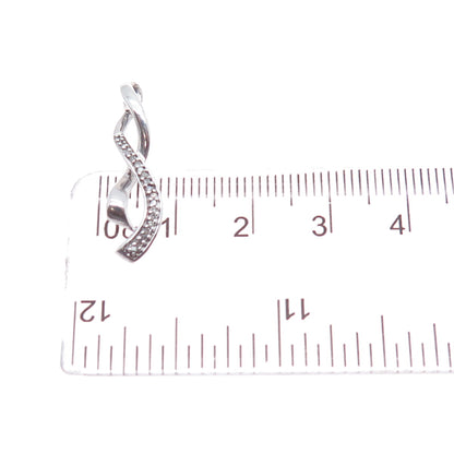 JANE SEYMOUR 925 Sterling Silver Real Diamond Twisted Ribbon Slide Charm Pendant