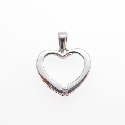 ROSS SIMONS 925 Sterling Silver Real Diamond Heart Minimalist Charm Pendant