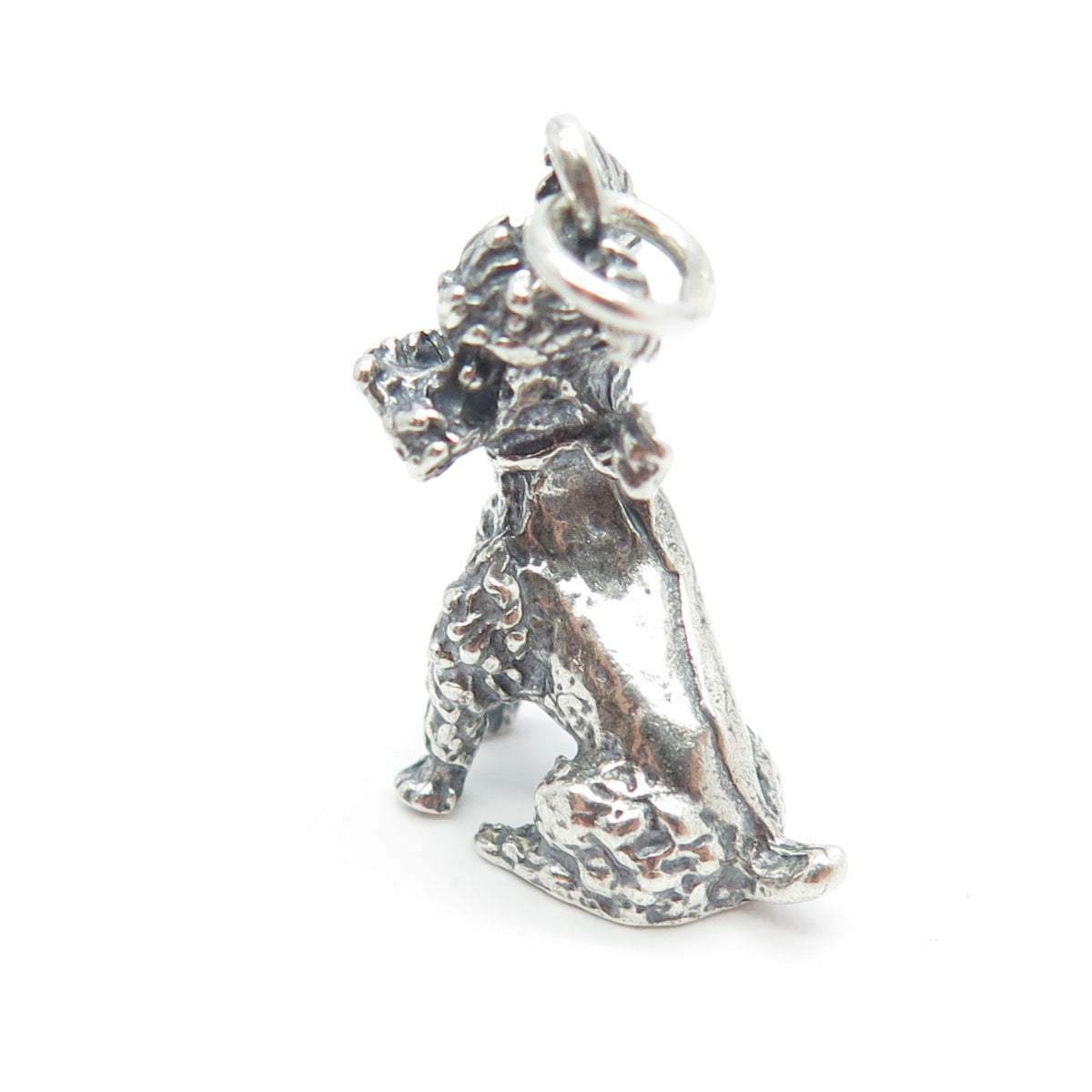 925 Sterling Silver Vintage French Poodle Dog 3D Charm Pendant