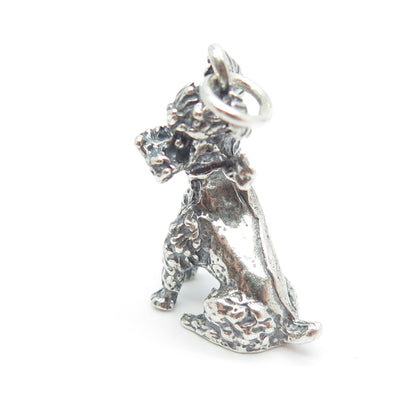 925 Sterling Silver Vintage French Poodle Dog 3D Charm Pendant