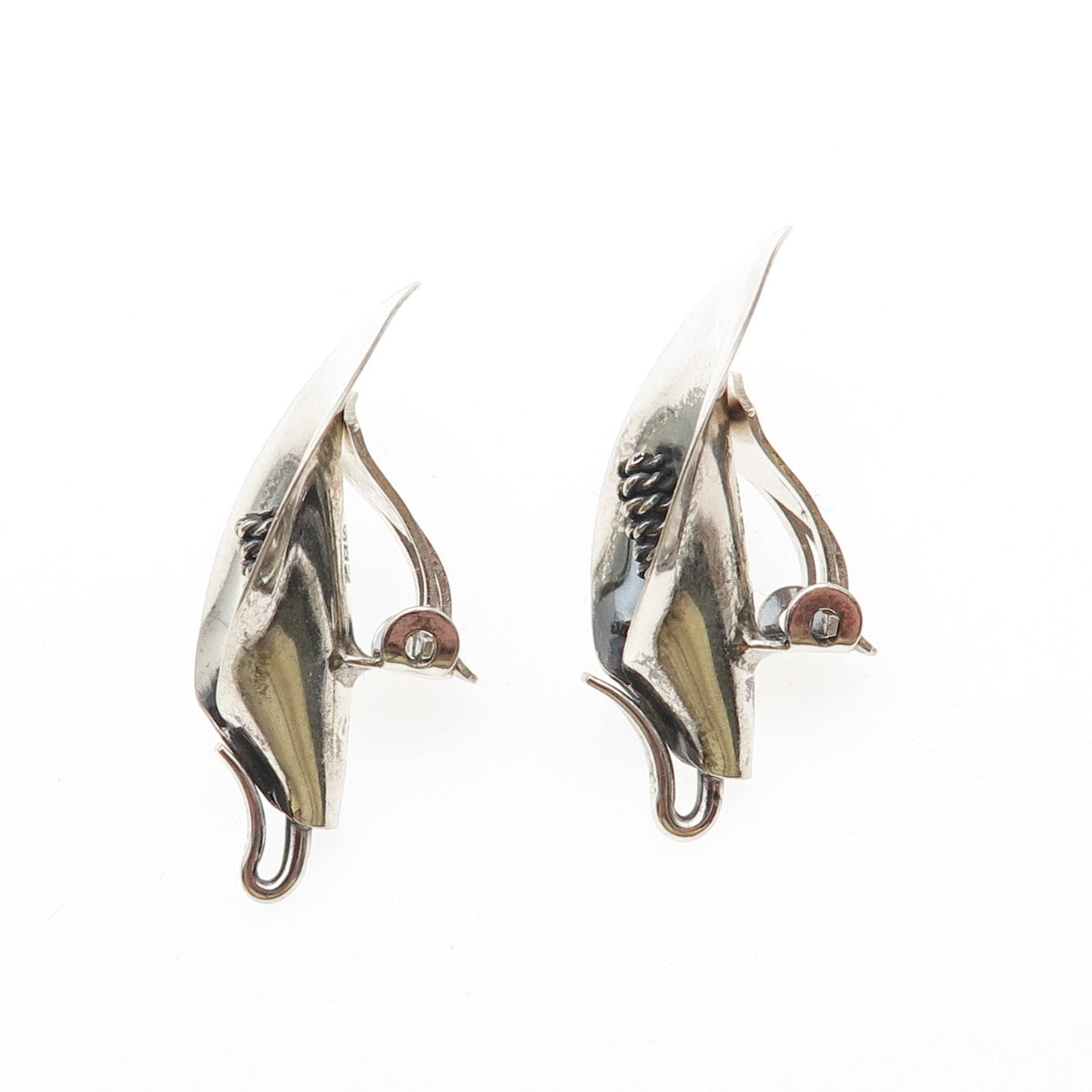 Niels Erik From 925S Sterling Silver Vintage Denmark Calla Lily Clip On Earrings