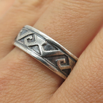 SHUBE 925 Sterling Silver Vintage Spiral Band Oxidized Ring Size 12.25