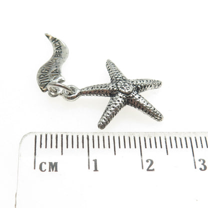 PACIFIC JEWELRY 925 Sterling Silver Vintage "Virginia Beach" Starfish 3D Pendant