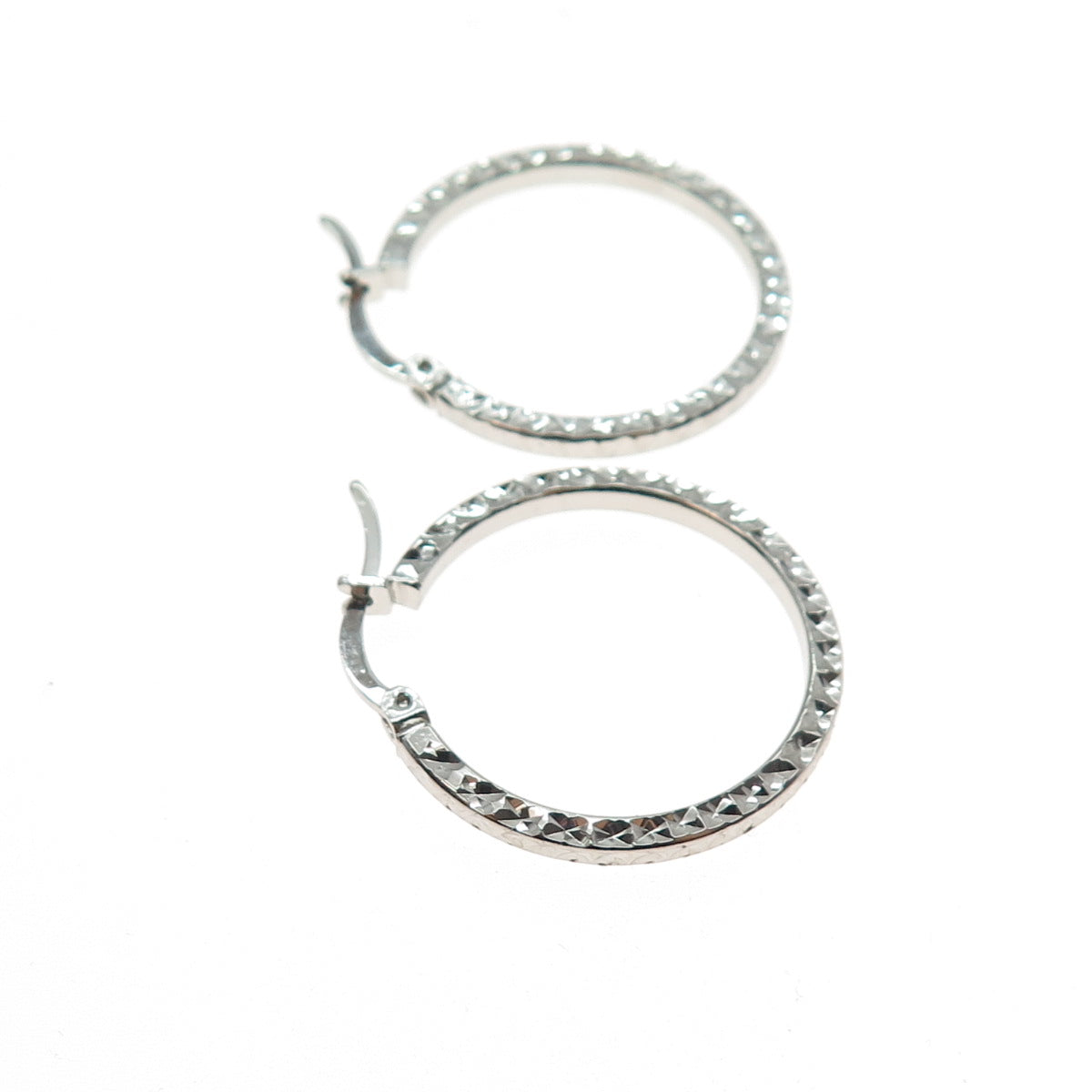 925 Sterling Silver Diamond-Cut Hoop Earrings
