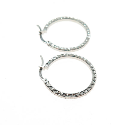 925 Sterling Silver Diamond-Cut Hoop Earrings