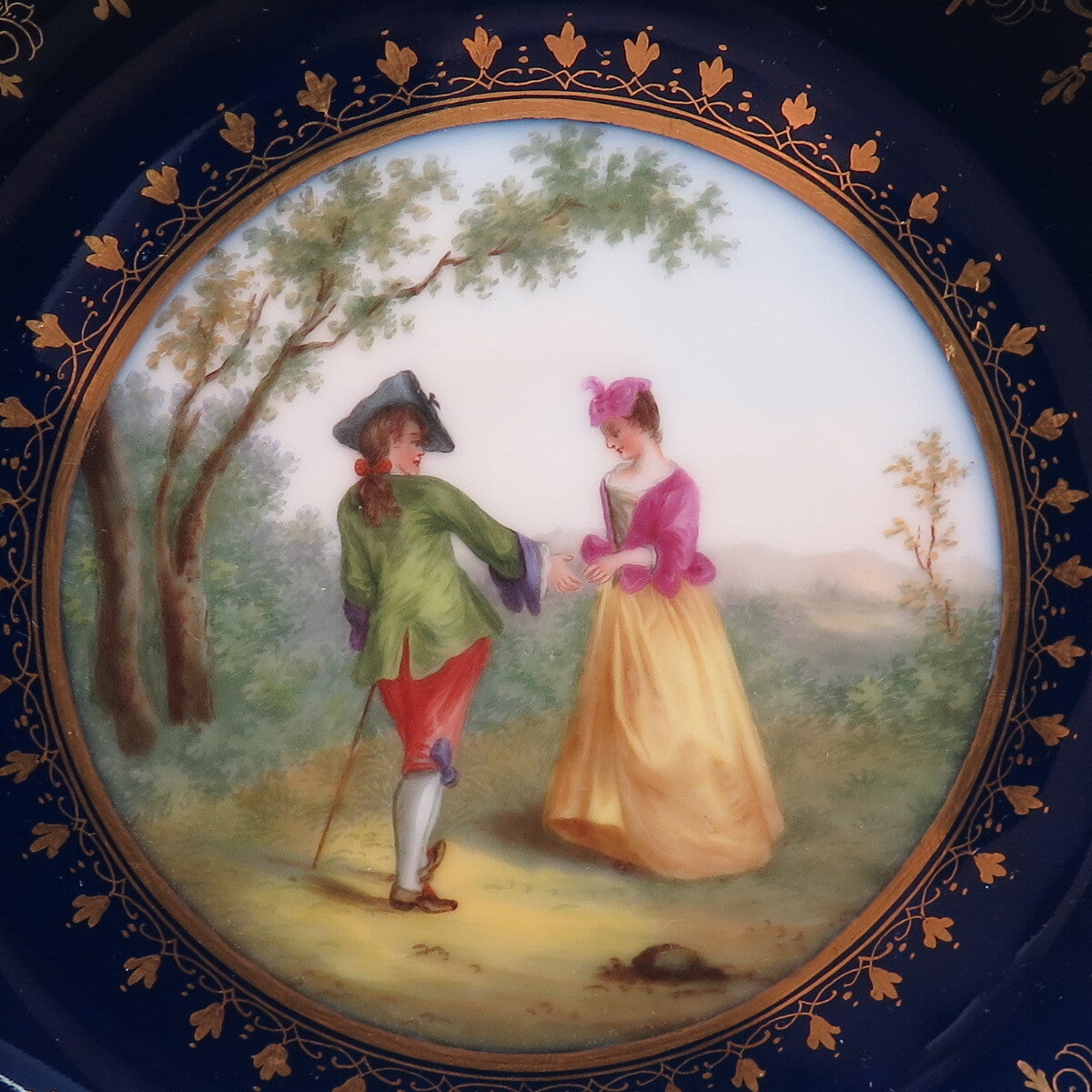 RICHARD KLEMM Antique Germany Courting Couple Hand Painted Porcelain Plate