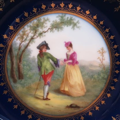 RICHARD KLEMM Antique Germany Courting Couple Hand Painted Porcelain Plate