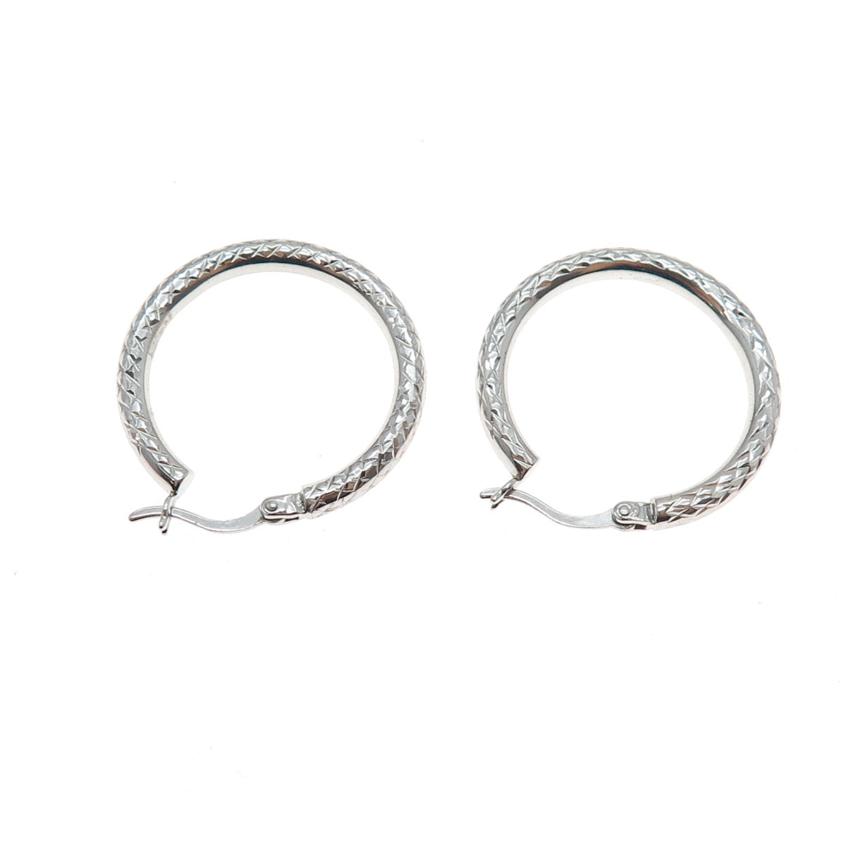 925 Sterling Silver Mesh Pattern Hoop Earrings