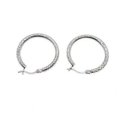 925 Sterling Silver Mesh Pattern Hoop Earrings