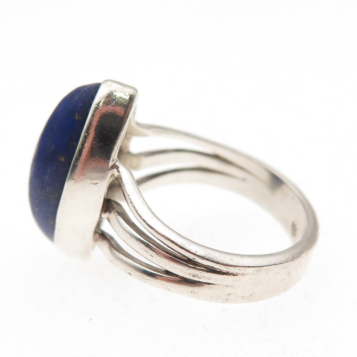 925 Sterling Silver Vintage Real Lapis Modernist Ring Size 6.5