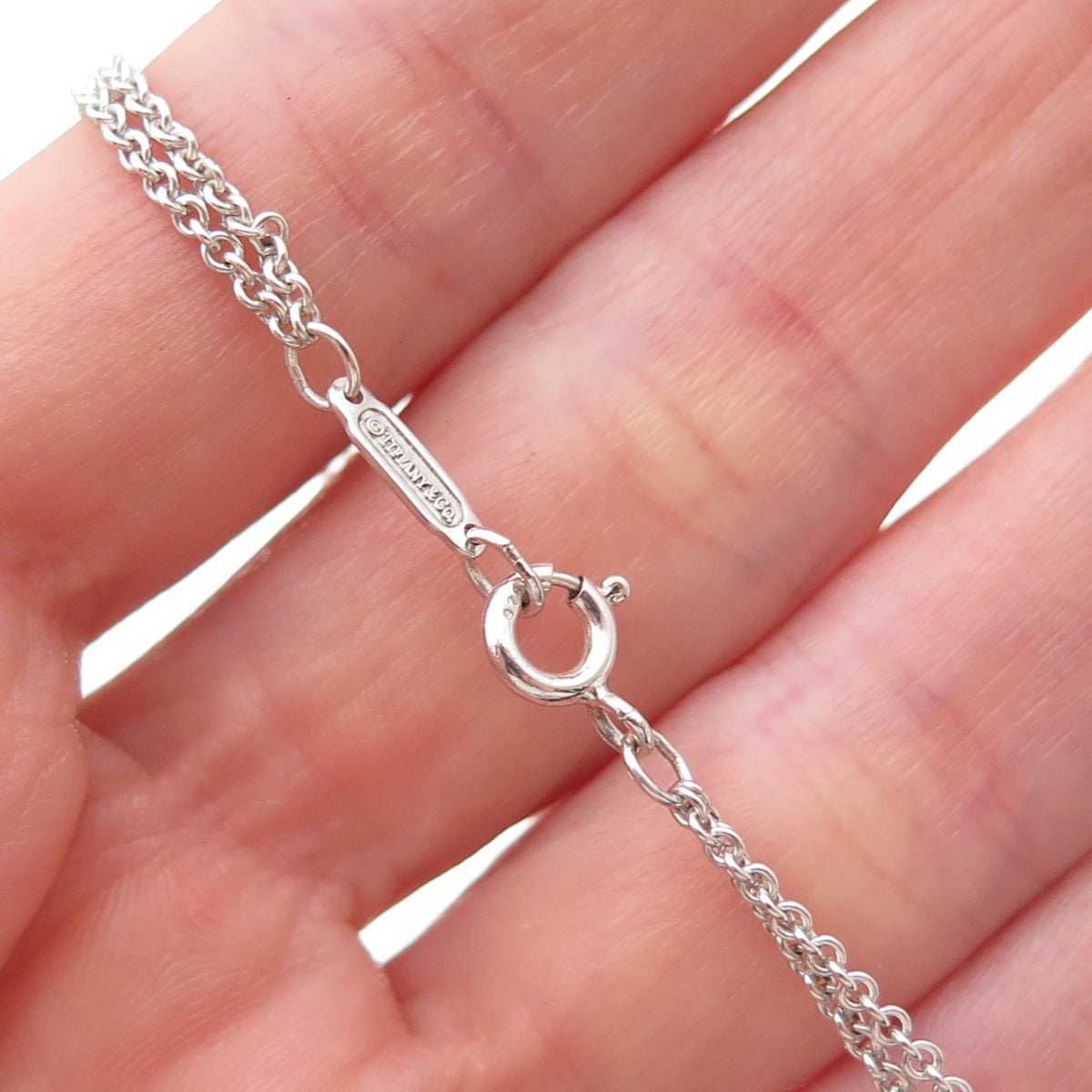 Tiffany & Co. 925 Sterling Silver Vintage Infinity Double Chain Necklace 16"