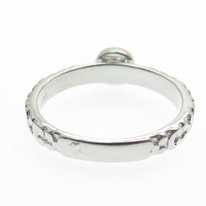 925 Sterling Silver Real Checkered Smoky Quartz Letter "C" Floral Ring Size 7.75