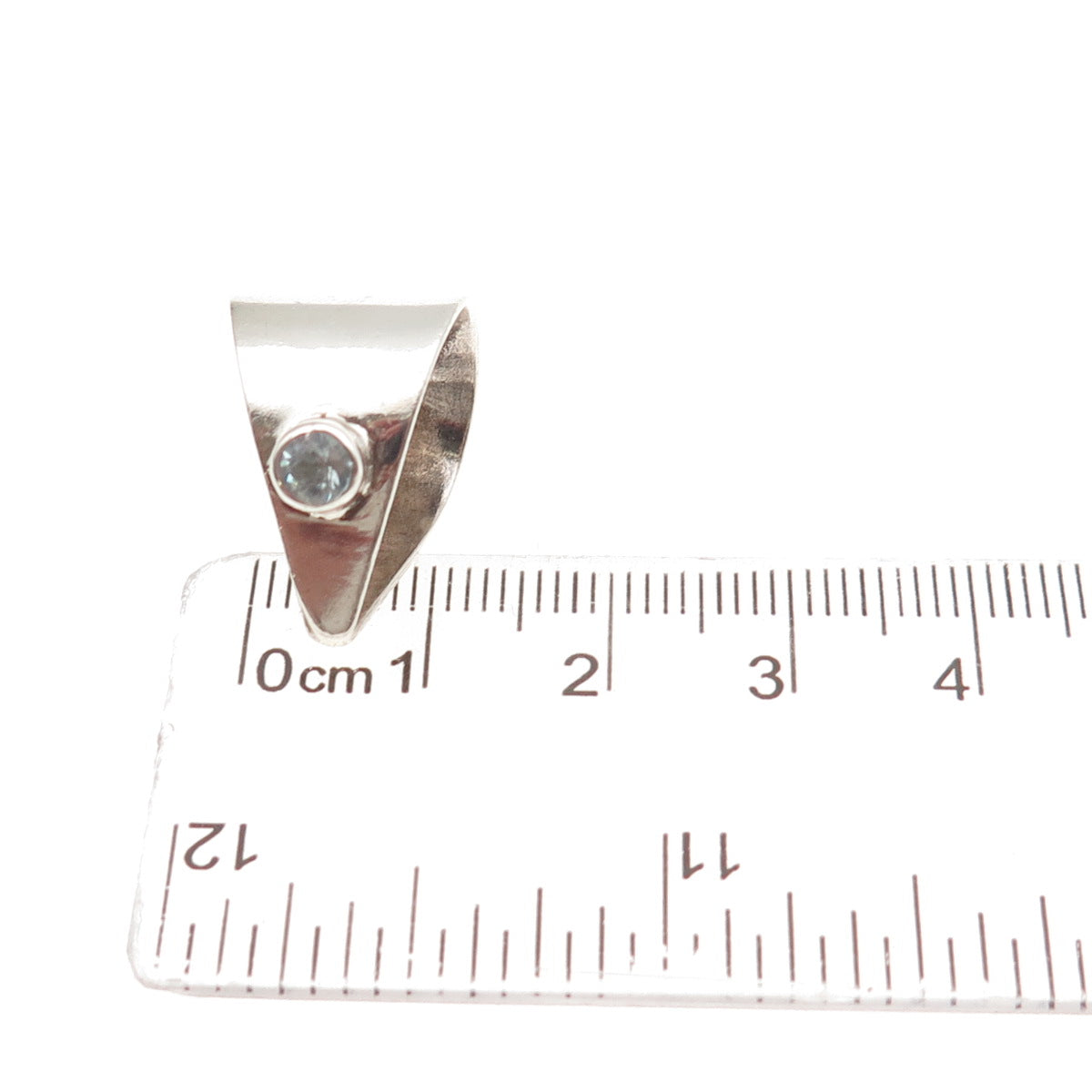 925 Sterling Silver Vintage Real Round-Cut Blue Topaz Bail for Pendant