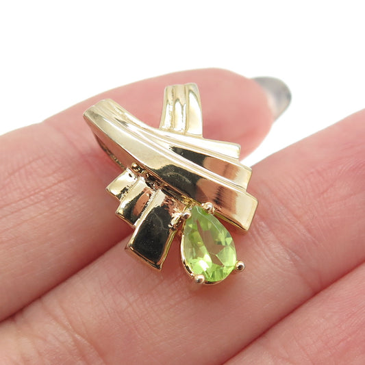 925 Sterling Silver Gold Plated Real Peridot Gemstone Slide Pendant