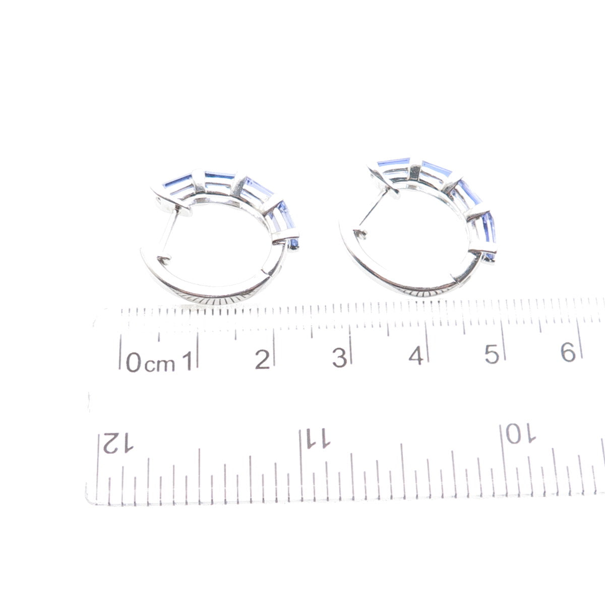 925 Sterling Silver Real Emerald-Cut Tanzanite Hoop Earrings