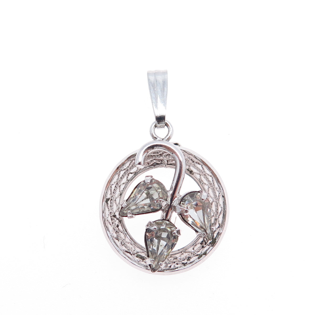 SORRENTO Sterling Silver Antique Art Deco Rhinestone Floral Mini Charm Pendant