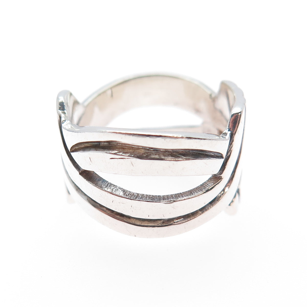 FEBRES 925 Sterling Silver Vintage Mexico Modernist Oxidized Ring Size 6.75