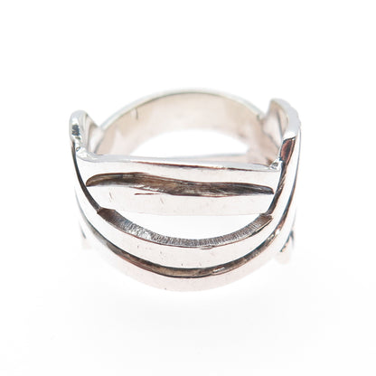 FEBRES 925 Sterling Silver Vintage Mexico Modernist Oxidized Ring Size 6.75
