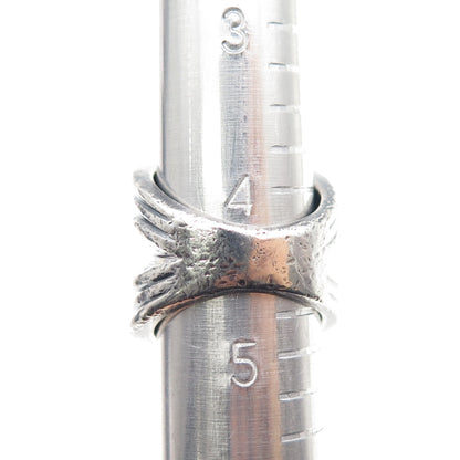 CHAPAL ZENRAY 925 Sterling Vintage Modernist Crisscross Oxidized Ring Size 4.5