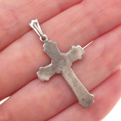 Theda 925 Sterling Silver Antique Art Deco Real Marcasite Cross Charm Pendant