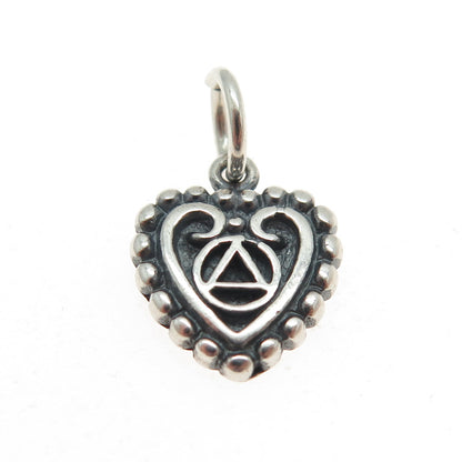 925 Sterling Silver Vintage Beaded Ornate Heart Charm Pendant