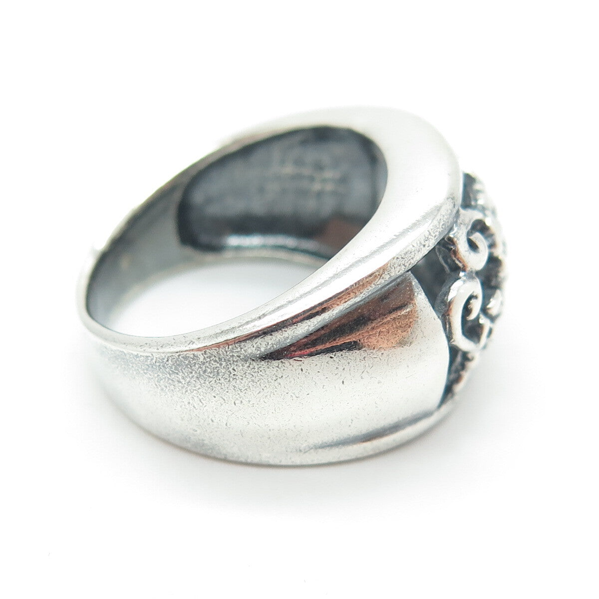 925 Sterling Silver Vintage Flower Blossom Oxidized Ring Size 7.25