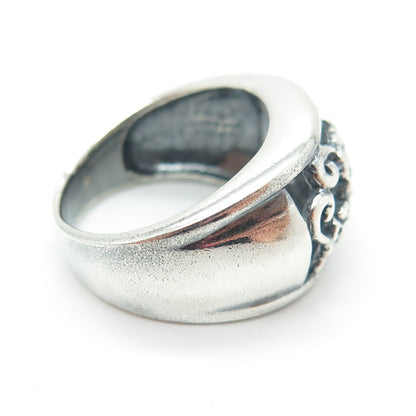 925 Sterling Silver Vintage Flower Blossom Oxidized Ring Size 7.25