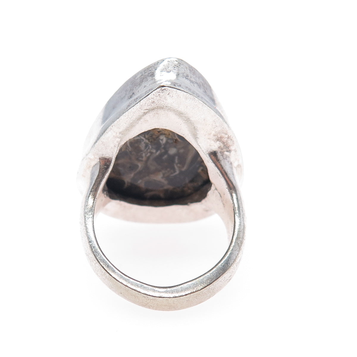 925 Sterling Silver Vintage Real Fossil Modernist Ring Size 10